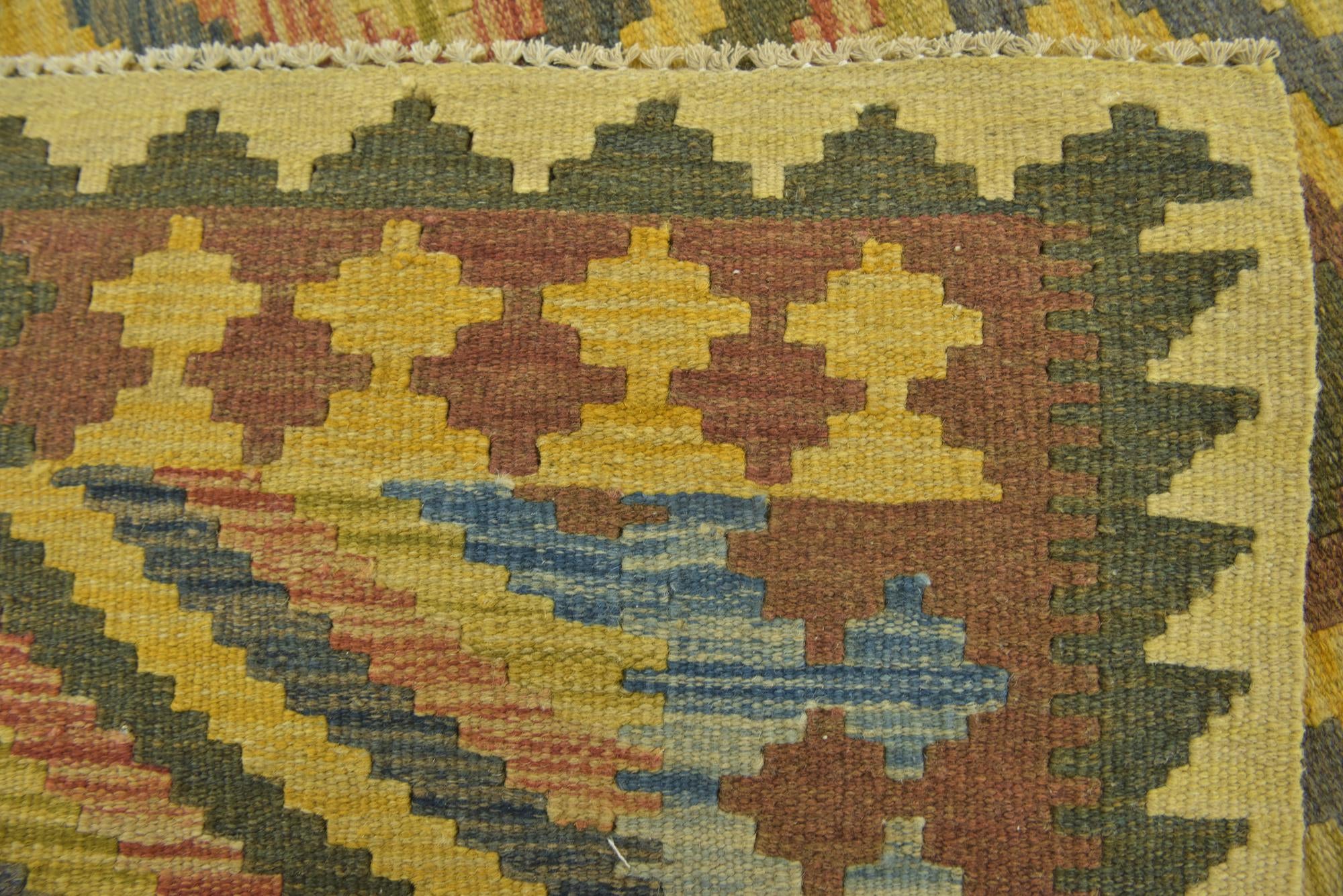 3' 2 x 3' 10 Hand Woven Kilim Maymana Wool Square Rug