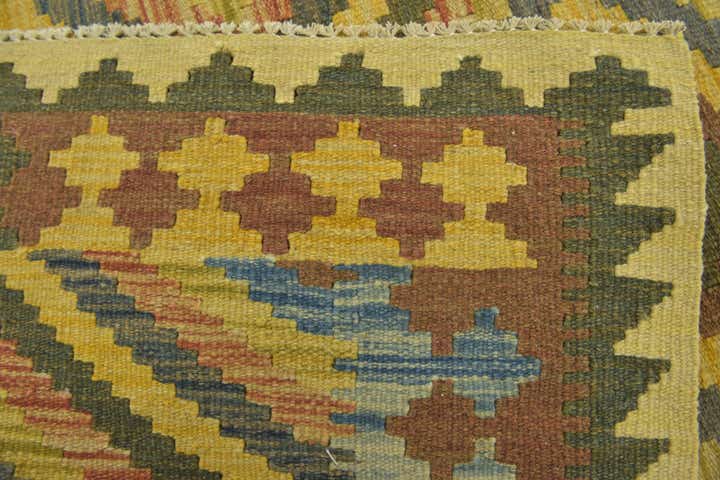 3' 2 x 3' 10 Hand Woven Kilim Maymana Wool Square Rug