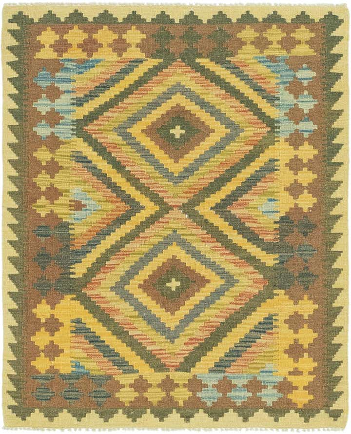 3' 2 x 3' 10 Hand Woven Kilim Maymana Wool Square Rug