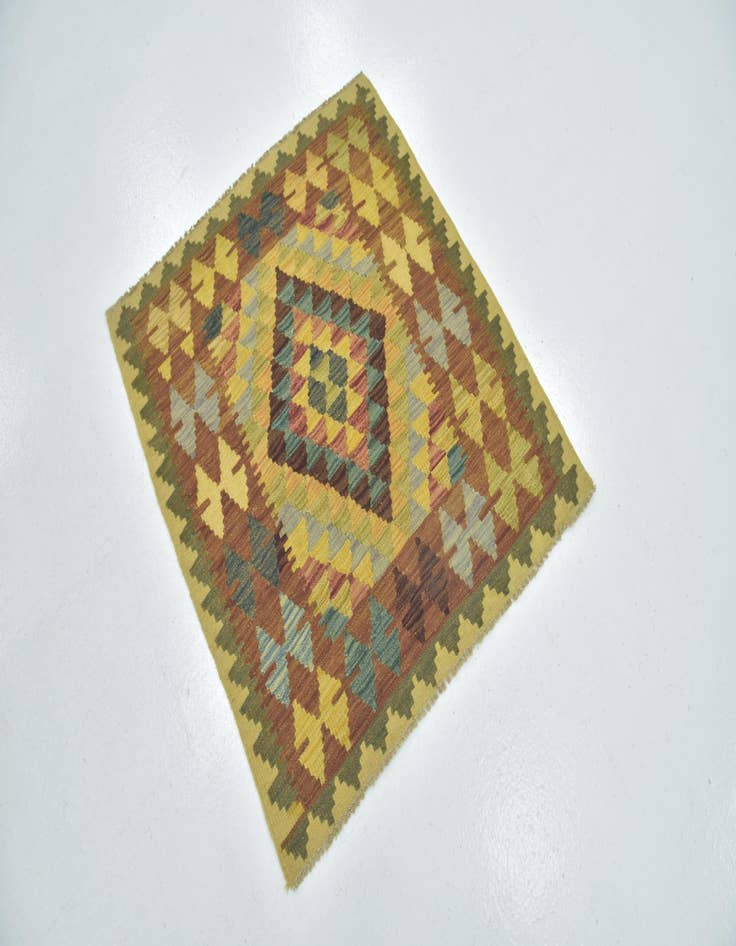 Detail image of 3' 2 x 3' 4  Hand Woven Kilim Maymana Wool Square Rug