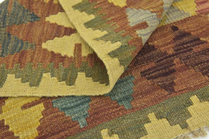 3' 2 x 3' 4 Hand Woven Kilim Maymana Wool Square Rug