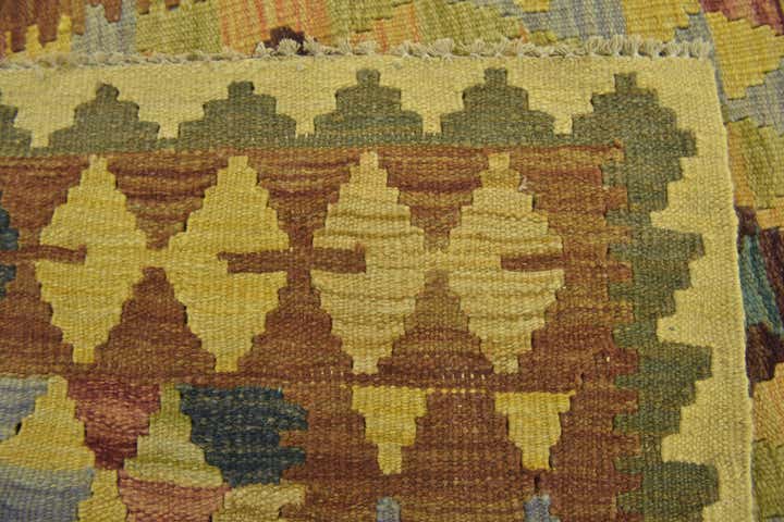 3' 2 x 3' 4 Hand Woven Kilim Maymana Wool Square Rug