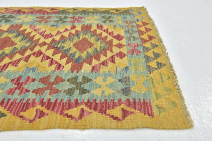 3' x 3' 5 Hand Woven Kilim Maymana Wool Square Rug