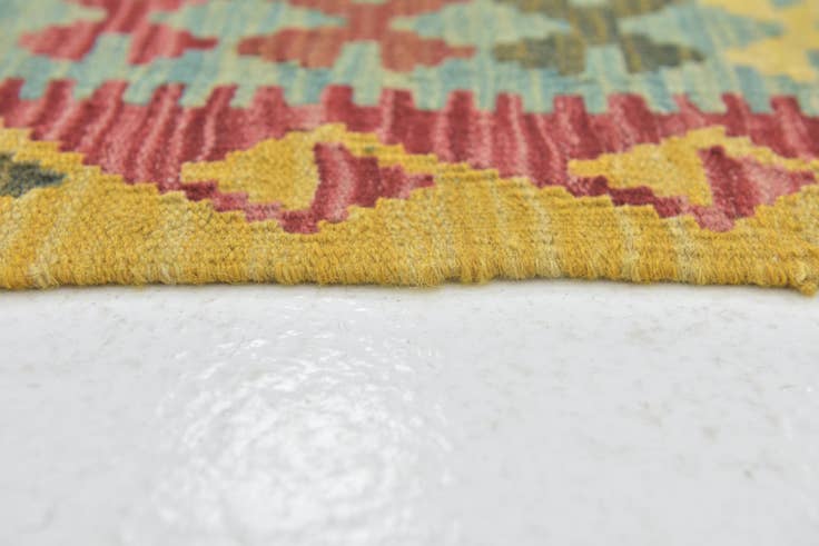Detail image of 3' x 3' 5 Hand Woven Kilim Maymana Wool Square Rug