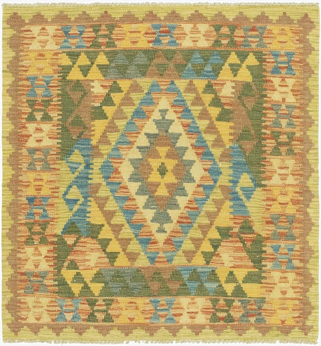 3' 3 x 3' 5  Hand Woven Kilim Maymana Wool Square Rug