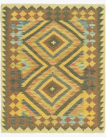 3' 2 x 3' 10 Hand Woven Kilim Maymana Wool Square Rug