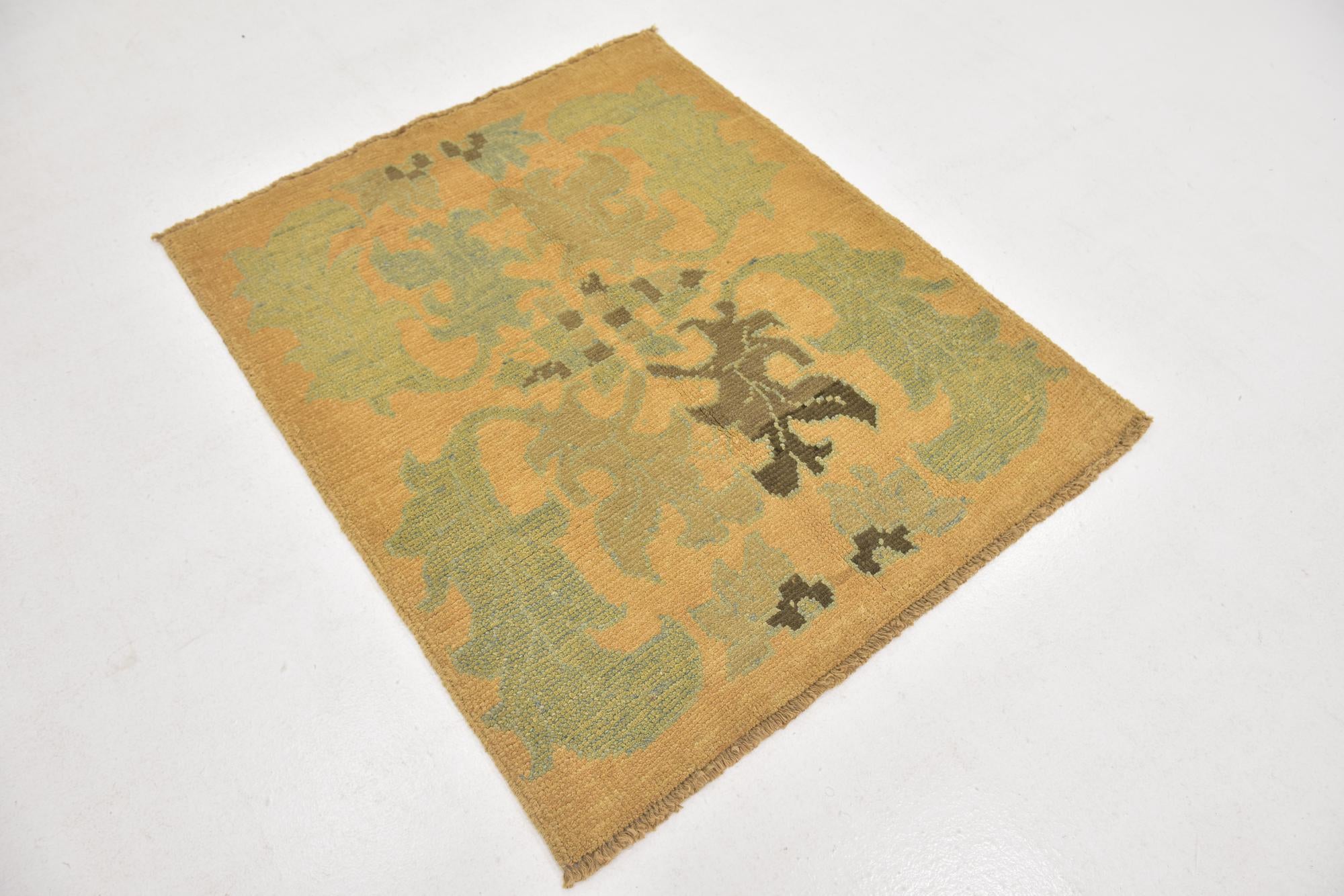 3' 8 x 4' 5 Hand Knotted Oushak Wool Square Rug