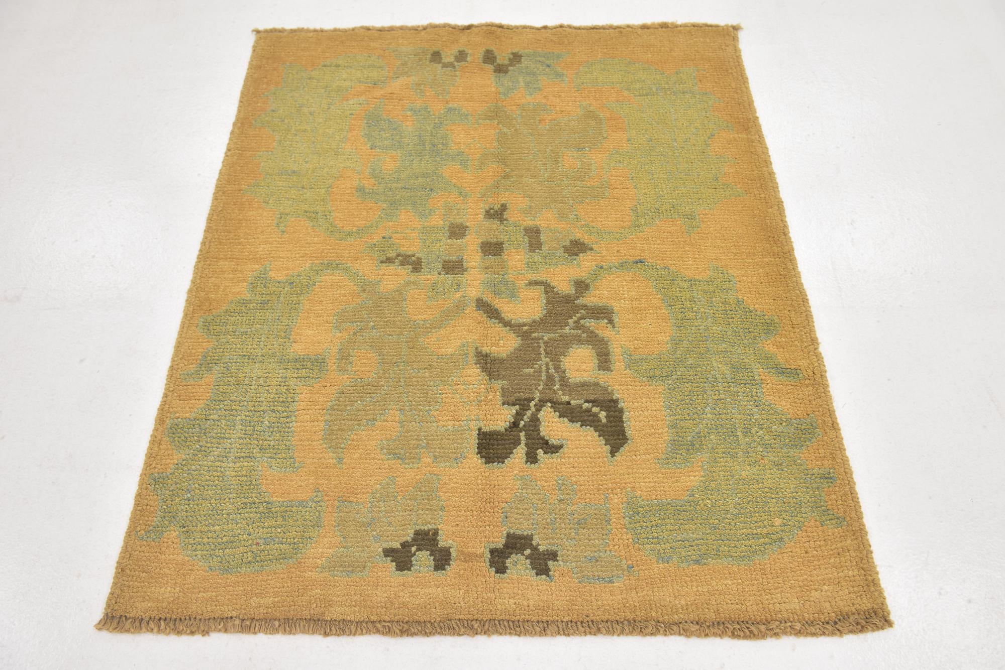 3' 8 x 4' 5 Hand Knotted Oushak Wool Square Rug