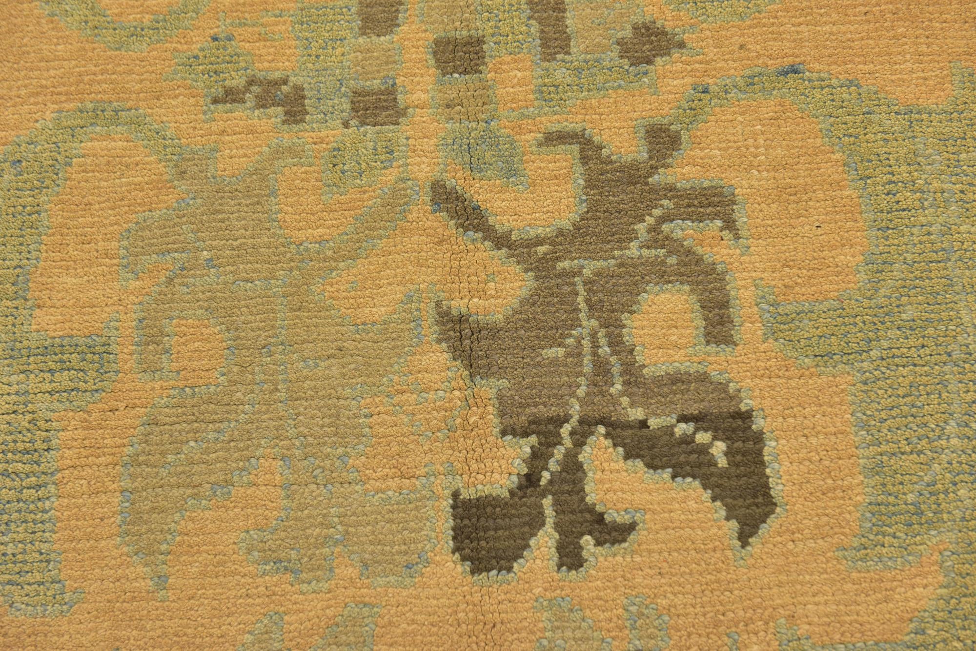 3' 8 x 4' 5 Hand Knotted Oushak Wool Square Rug