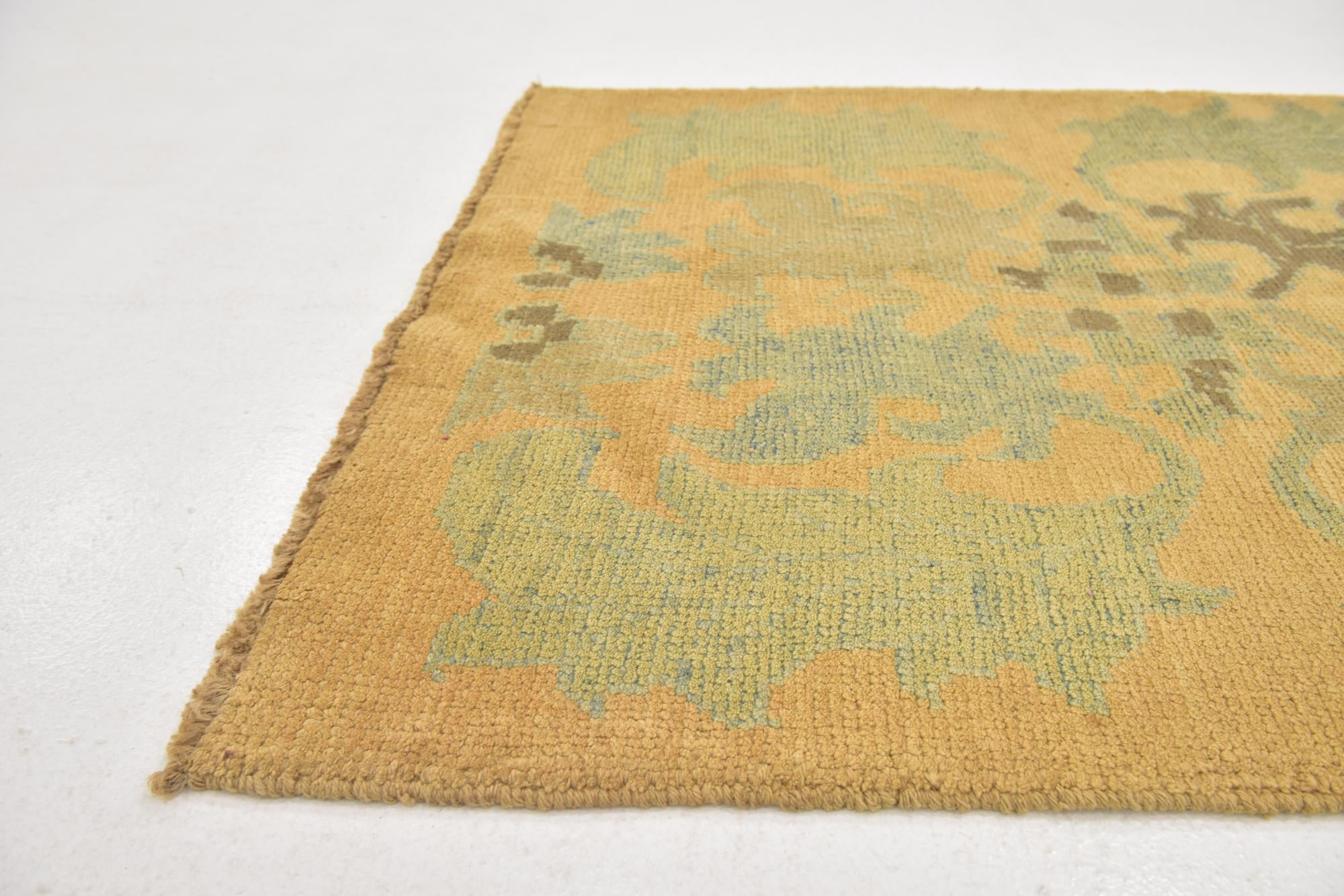 3' 8 x 4' 5 Hand Knotted Oushak Wool Square Rug