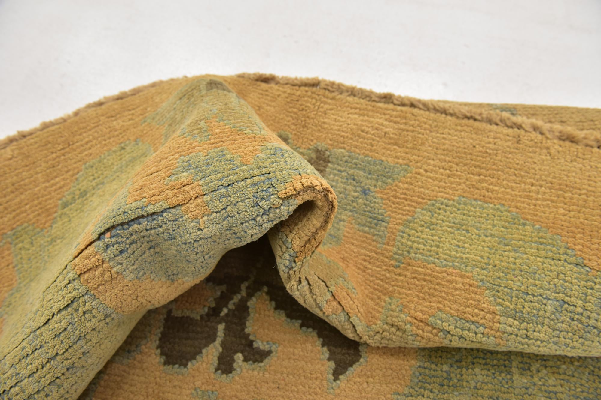 3' 8 x 4' 5 Hand Knotted Oushak Wool Square Rug