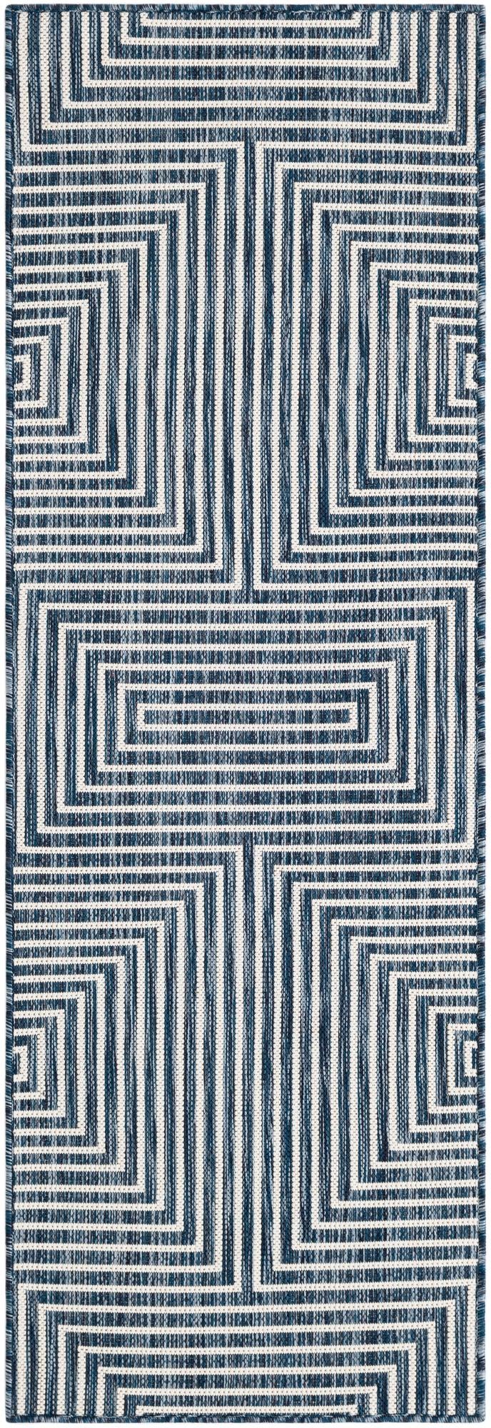 2' x 6' Gorse · Geometric Outdoor Rug, blue