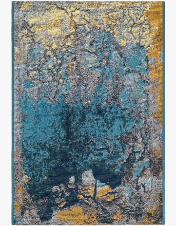 Gradient Blue Easy-Clean Modern Indoor / Outdoor Rug