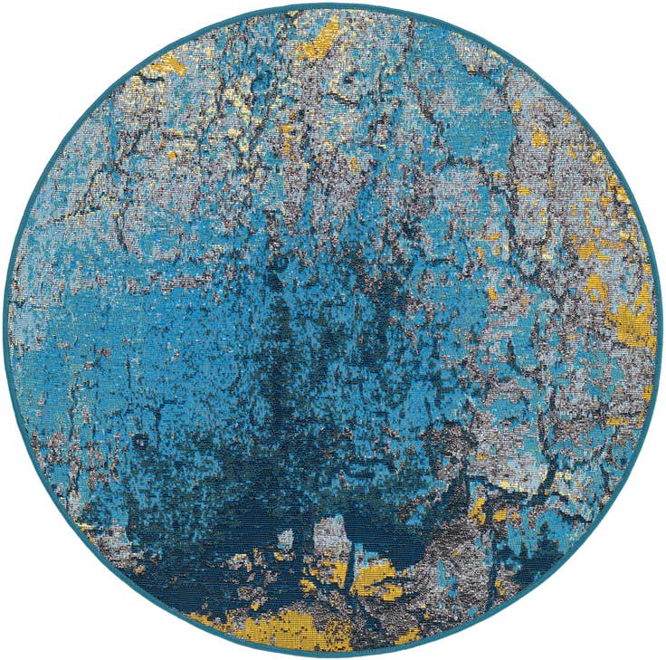 Detail image of 3' x 3' Easy-Clean Modern Indoor / Outdoor Round Rug
