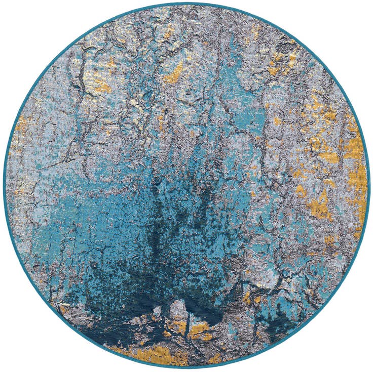 Detail image of 4' x 4' Easy-Clean Modern Indoor / Outdoor Round Rug