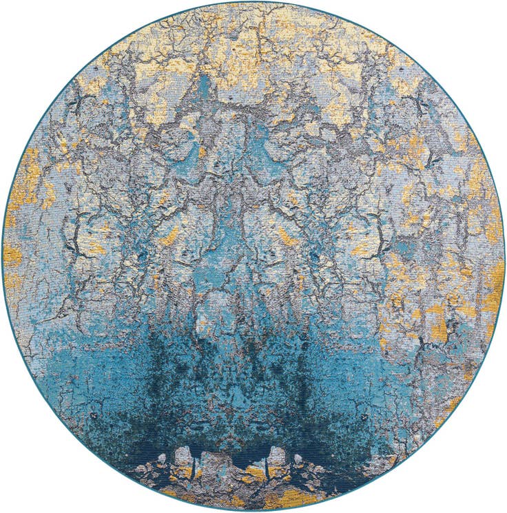 Detail image of 7' 10 x 7' 10 Easy-Clean Modern Indoor / Outdoor Round Rug