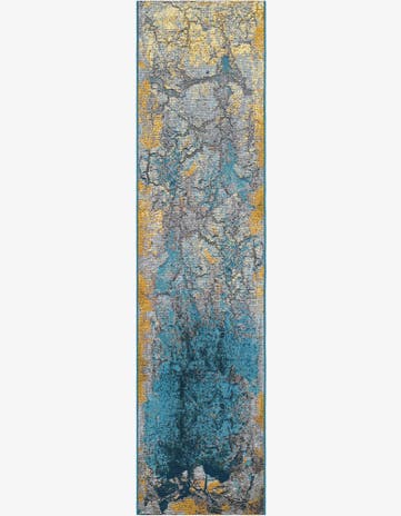 Gradient Blue Easy-Clean Modern Indoor / Outdoor Runner Rug