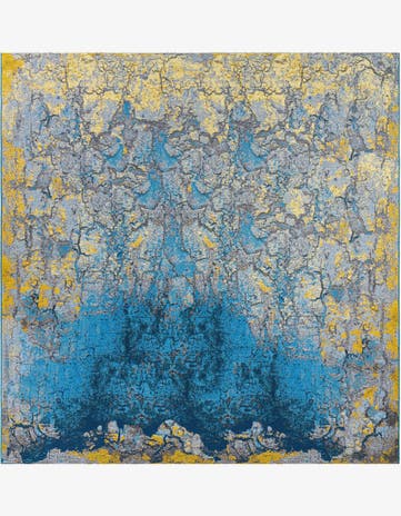 Gradient Blue Easy-Clean Modern Indoor / Outdoor Square Rug