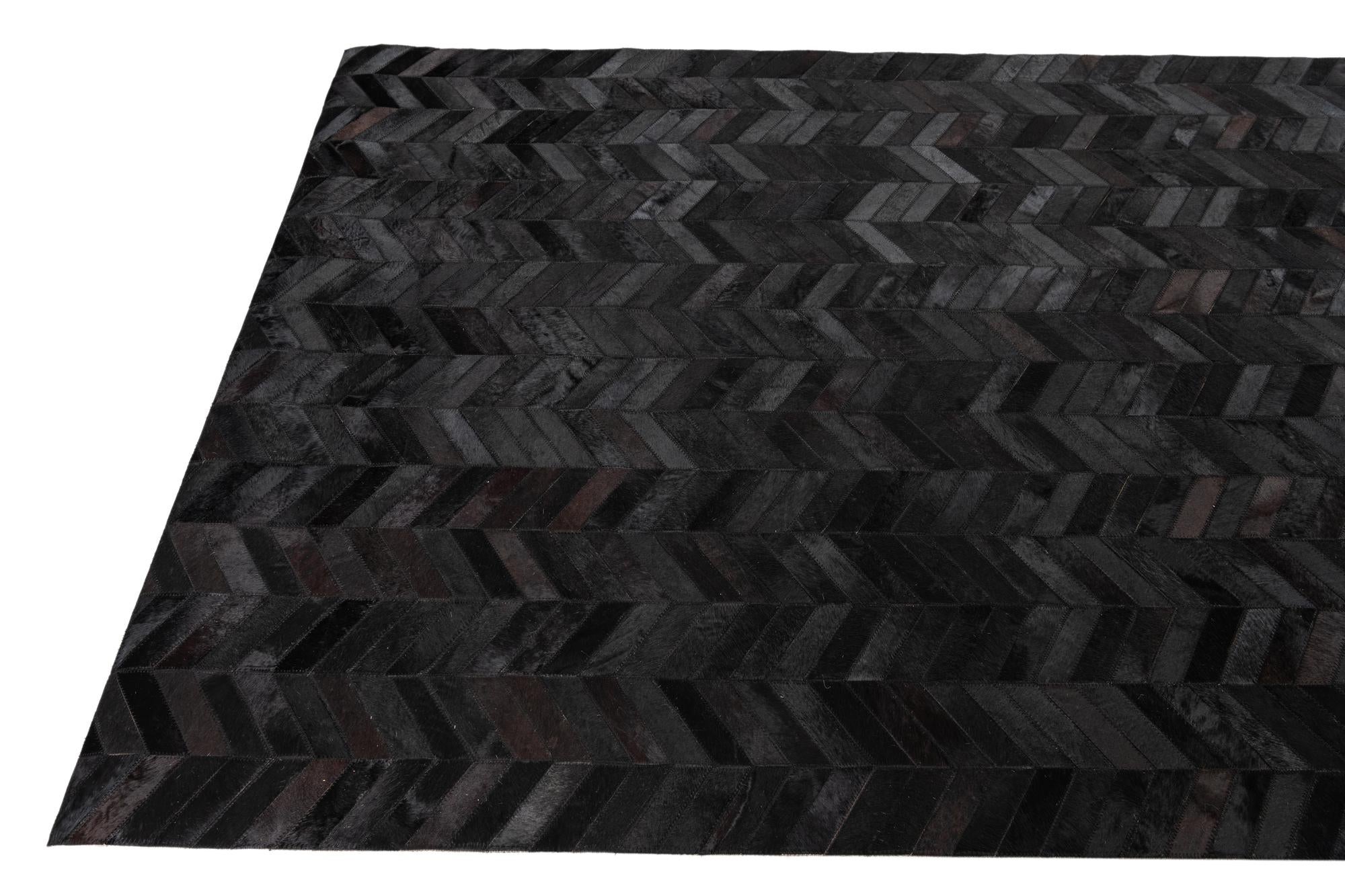 5' 1 x 8' Cowhide Leather Rug