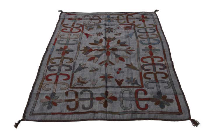 4' x 5' 5 Hand Woven Kilim Modern Wool Rug