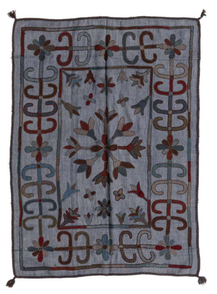 4' x 5' 5 Hand Woven Kilim Modern Wool Rug