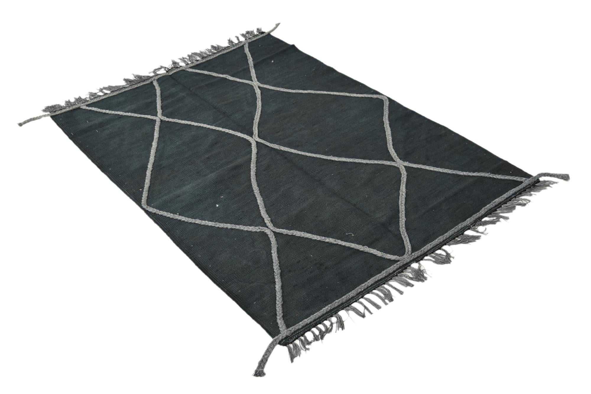 3' 4 x 4' 10 Hand Woven Kilim Modern Wool Rug