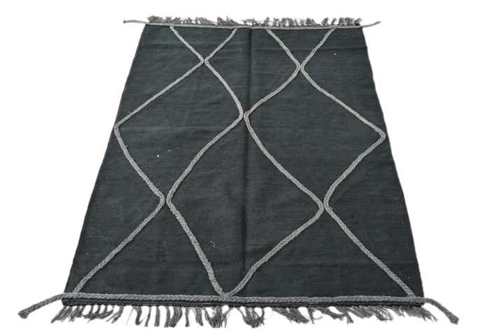 3' 4 x 4' 10 Hand Woven Kilim Modern Wool Rug