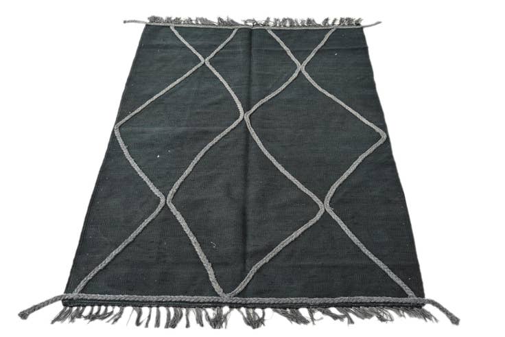 Detail image of 3' 4 x 4' 10 Hand Woven Kilim Modern Wool Rug