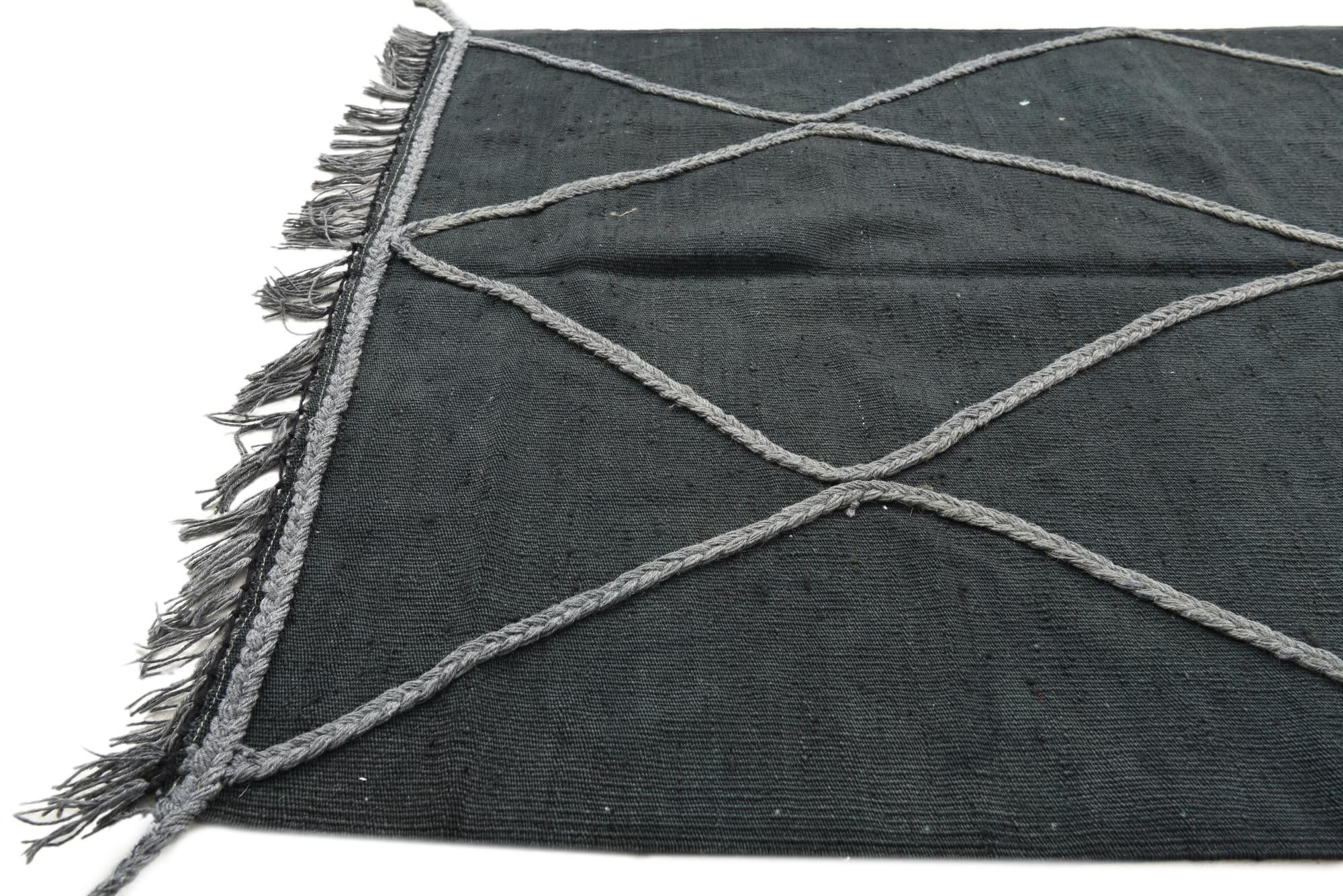 3' 4 x 4' 10 Hand Woven Kilim Modern Wool Rug