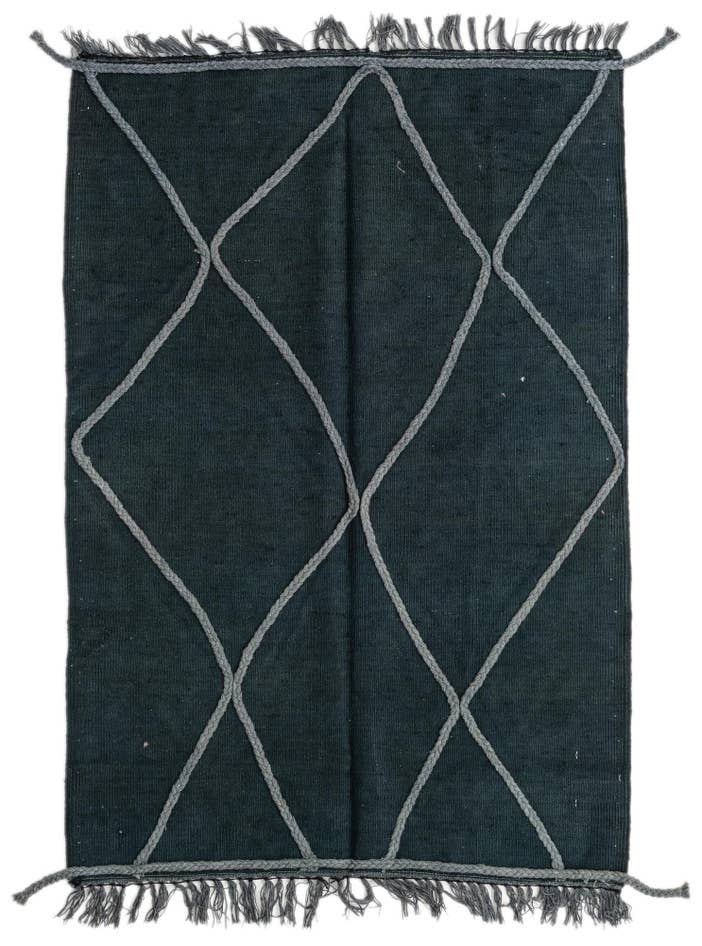Detail image of 3' 4 x 4' 10 Hand Woven Kilim Modern Wool Rug
