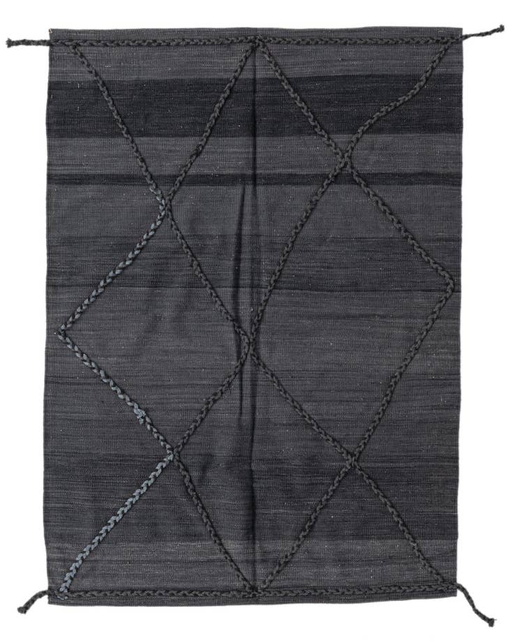 Detail image of 4' 2 x 5' 9 Hand Woven Kilim Modern Wool Rug