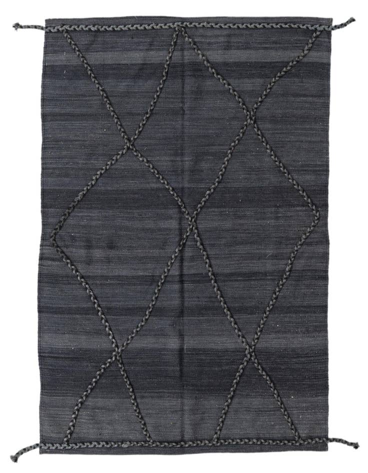 Detail image of 4' 2 x 5' 10 Hand Woven Kilim Modern Wool Rug