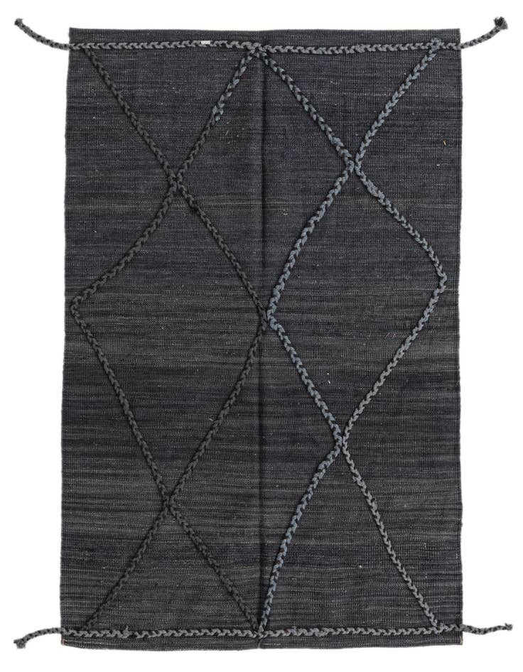Detail image of 3' 5 x 4' 11 Hand Woven Kilim Modern Wool Rug