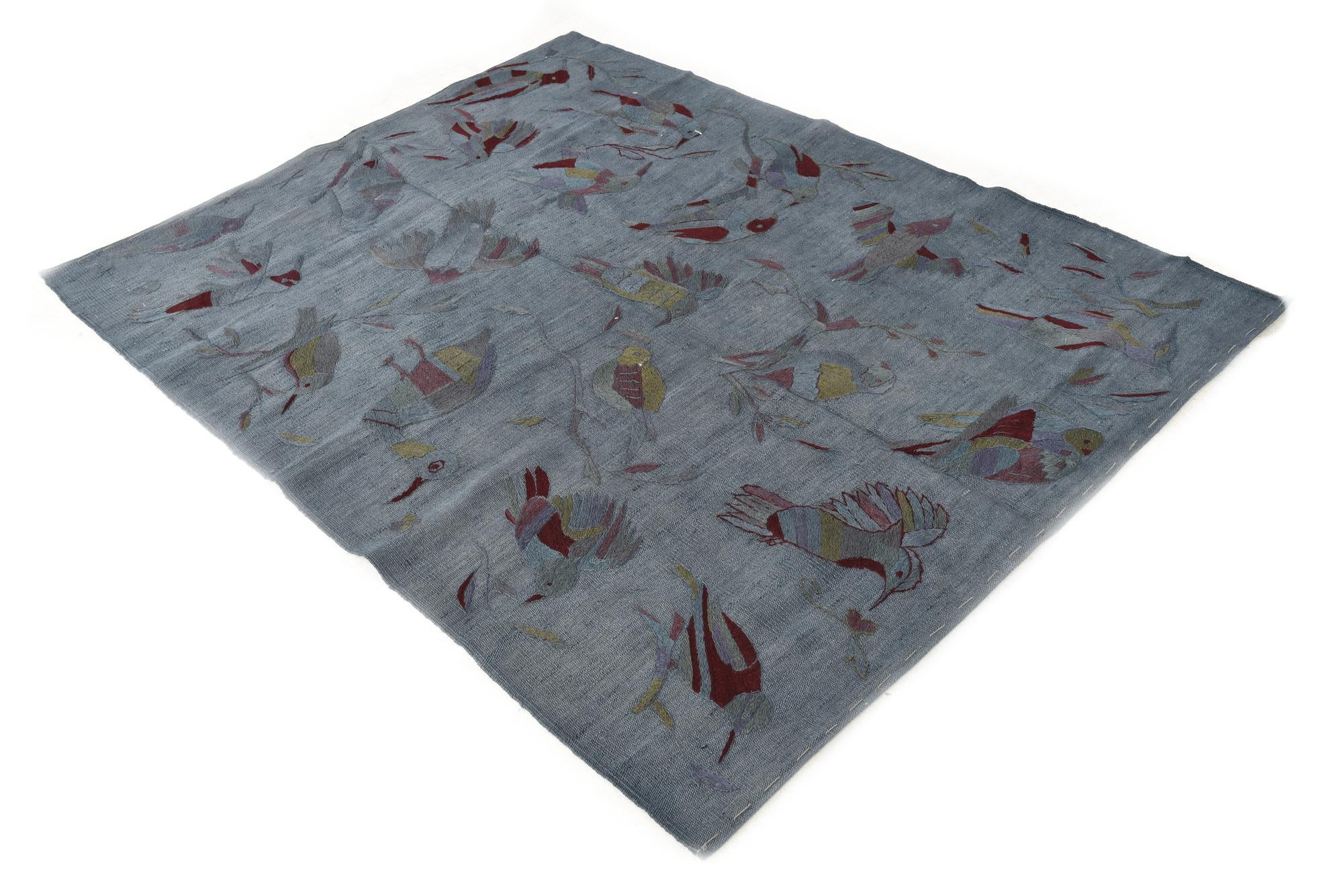 4' 2 x 5' 7 Hand Woven Kilim Modern Wool Rug