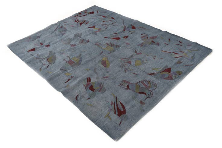 Detail image of 4' 2 x 5' 7 Hand Woven Kilim Modern Wool Rug
