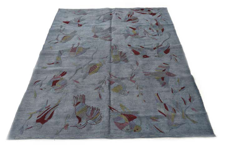 4' 2 x 5' 7 Hand Woven Kilim Modern Wool Rug
