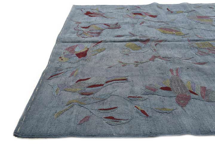 4' 2 x 5' 7 Hand Woven Kilim Modern Wool Rug