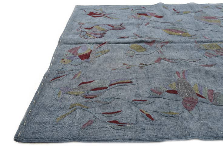 Detail image of 4' 2 x 5' 7 Hand Woven Kilim Modern Wool Rug