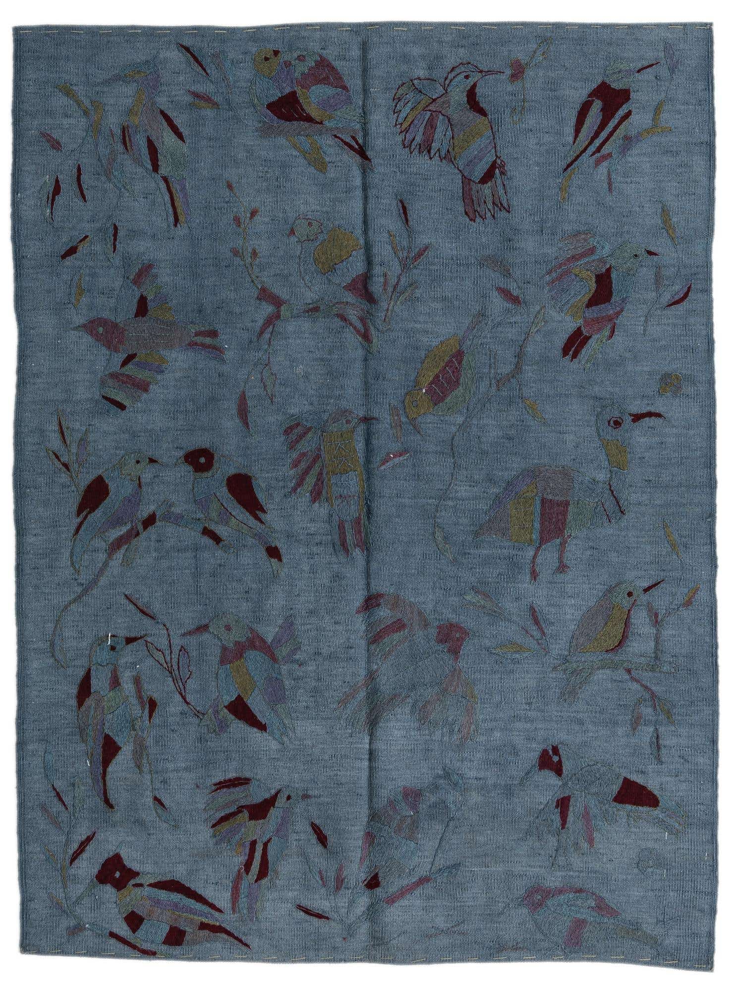 4' 2 x 5' 7 Hand Woven Kilim Modern Wool Rug