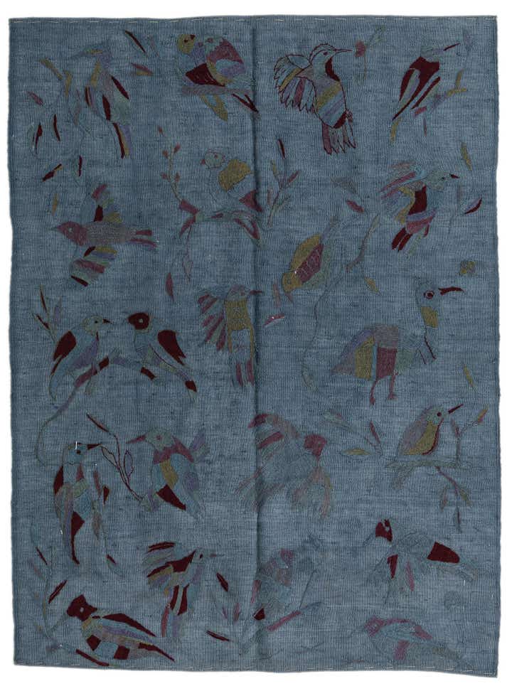 4' 2 x 5' 7 Hand Woven Kilim Modern Wool Rug