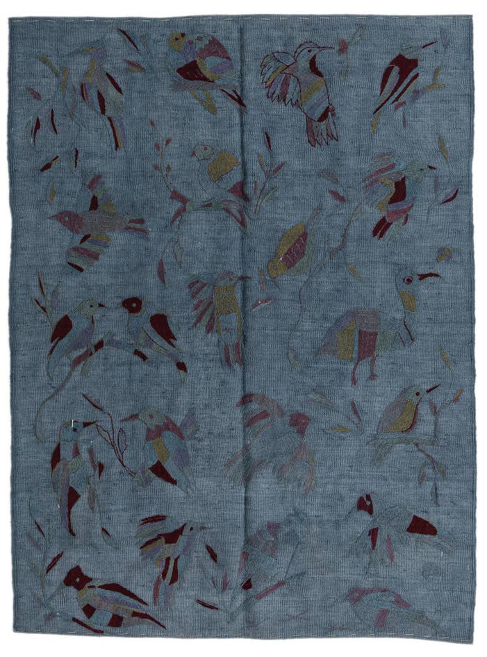 Detail image of 4' 2 x 5' 7 Hand Woven Kilim Modern Wool Rug