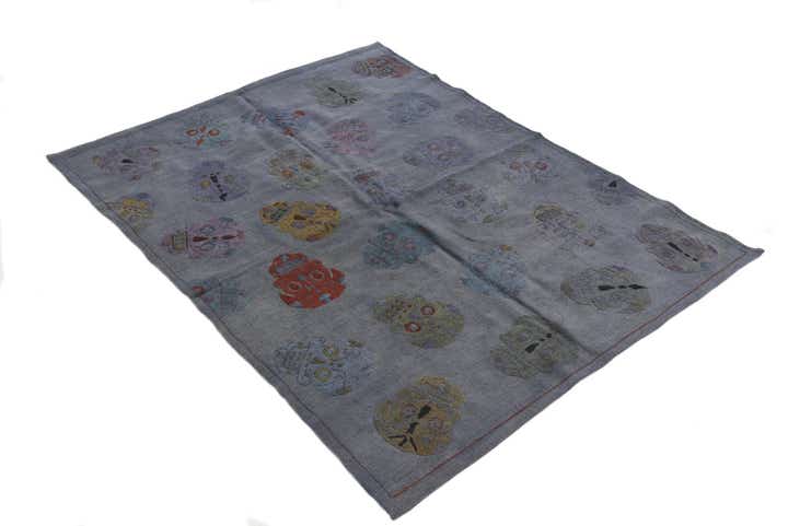 4' 3 x 5' 6 Hand Woven Kilim Suzani Wool Rug