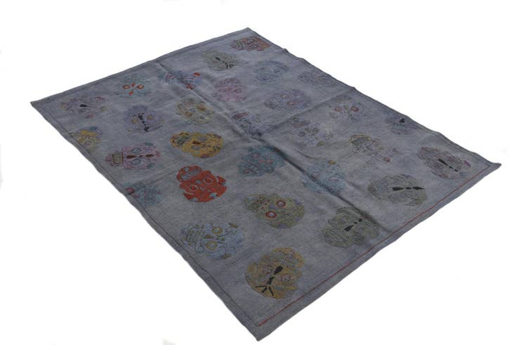 Detail image of 4' 3 x 5' 6 Hand Woven Kilim Suzani Wool Rug
