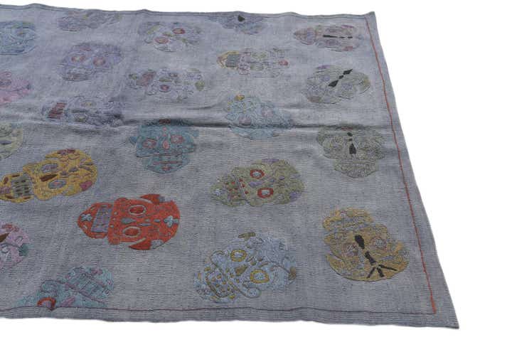 4' 3 x 5' 6 Hand Woven Kilim Suzani Wool Rug