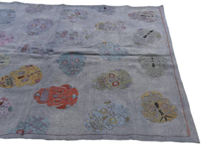 Detail image of 4' 3 x 5' 6 Hand Woven Kilim Suzani Wool Rug