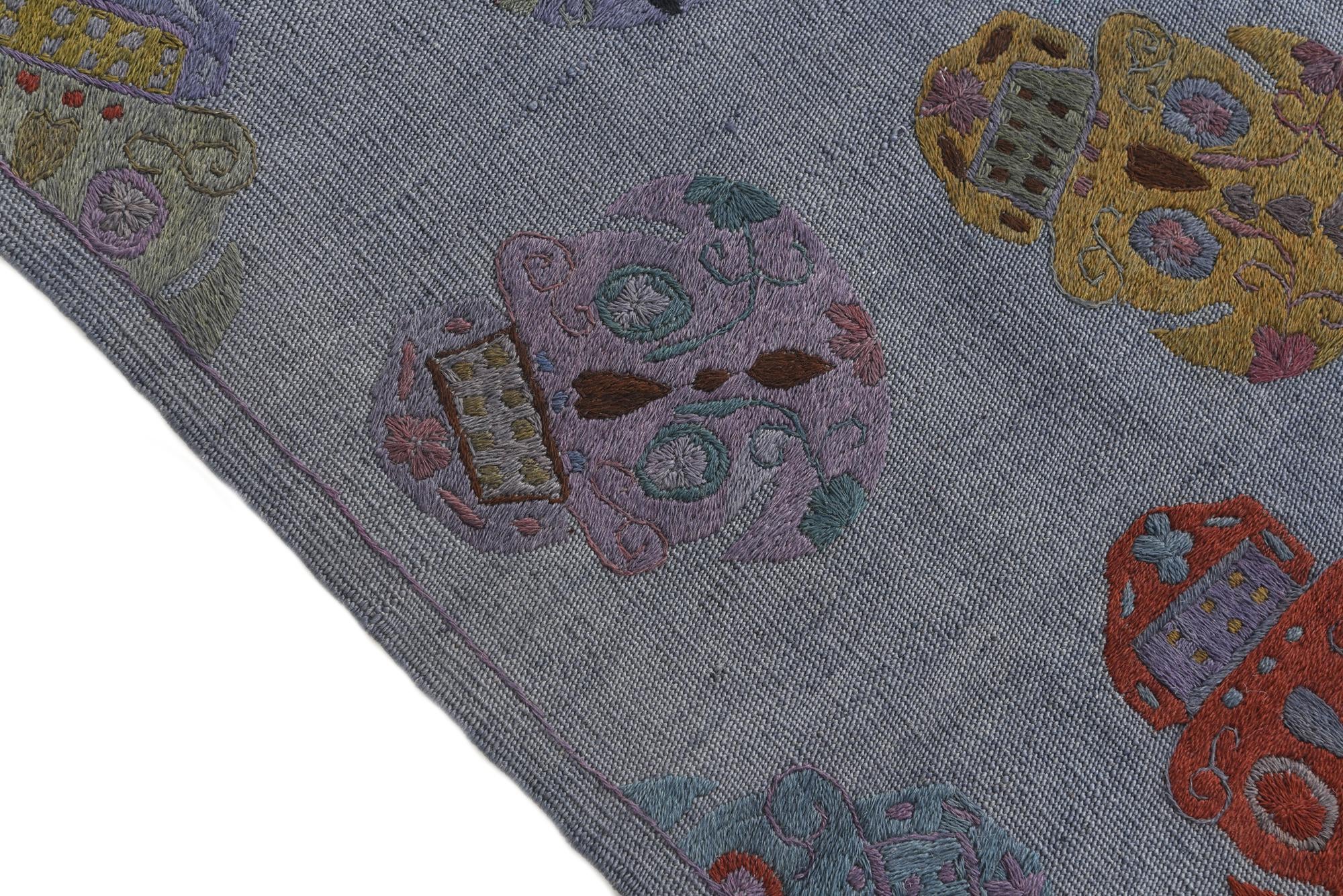 4' 3 x 5' 6 Hand Woven Kilim Suzani Wool Rug