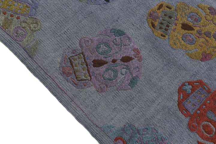4' 3 x 5' 6 Hand Woven Kilim Suzani Wool Rug