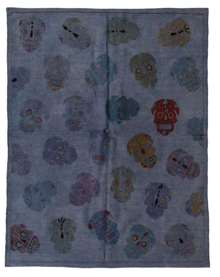 4' 3 x 5' 6 Hand Woven Kilim Suzani Wool Rug