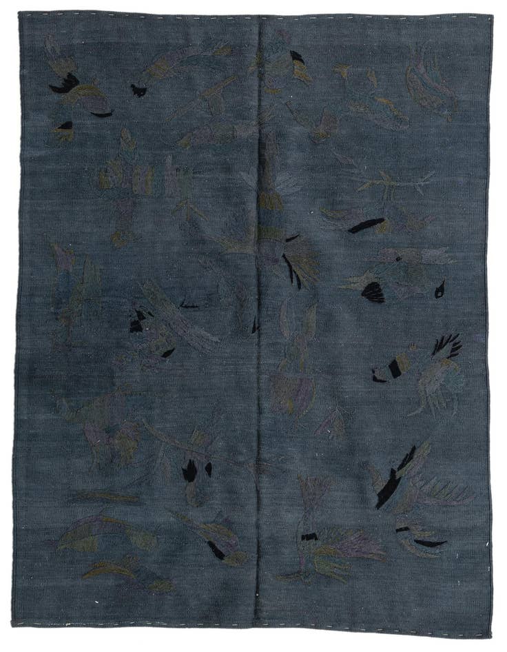 Detail image of 4' 1 x 5' 8 Hand Woven Kilim Suzani Wool Rug