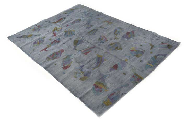 4' 1 x 5' 9 Hand Woven Kilim Suzani Wool Rug